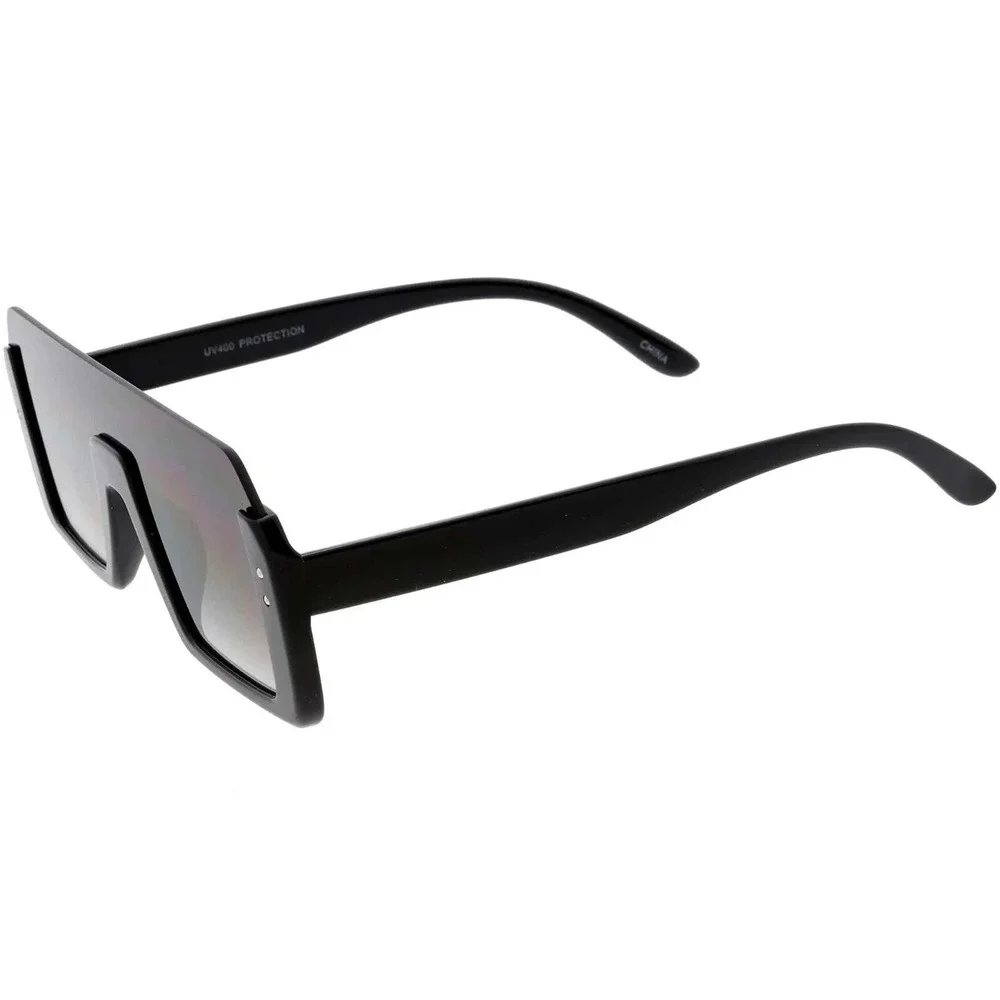 Shield Sunglasses Men's Fashion Visor Sunglasses Oversized Flat Top Trendy Gafas